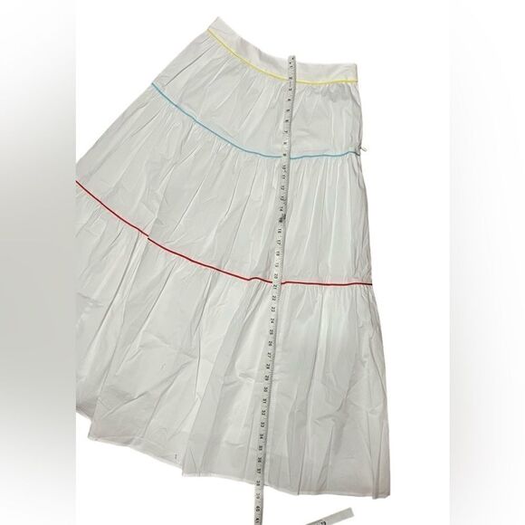 Staud Sea Maxi Skirt white cotton rainbow piping size 10 - Picture 6 of 6